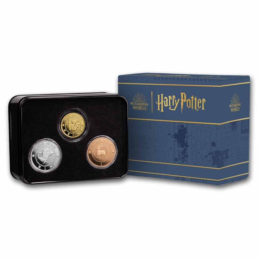 Harry Potter 1 oz Gold, Silver and Copper 3-Coin Proof Set