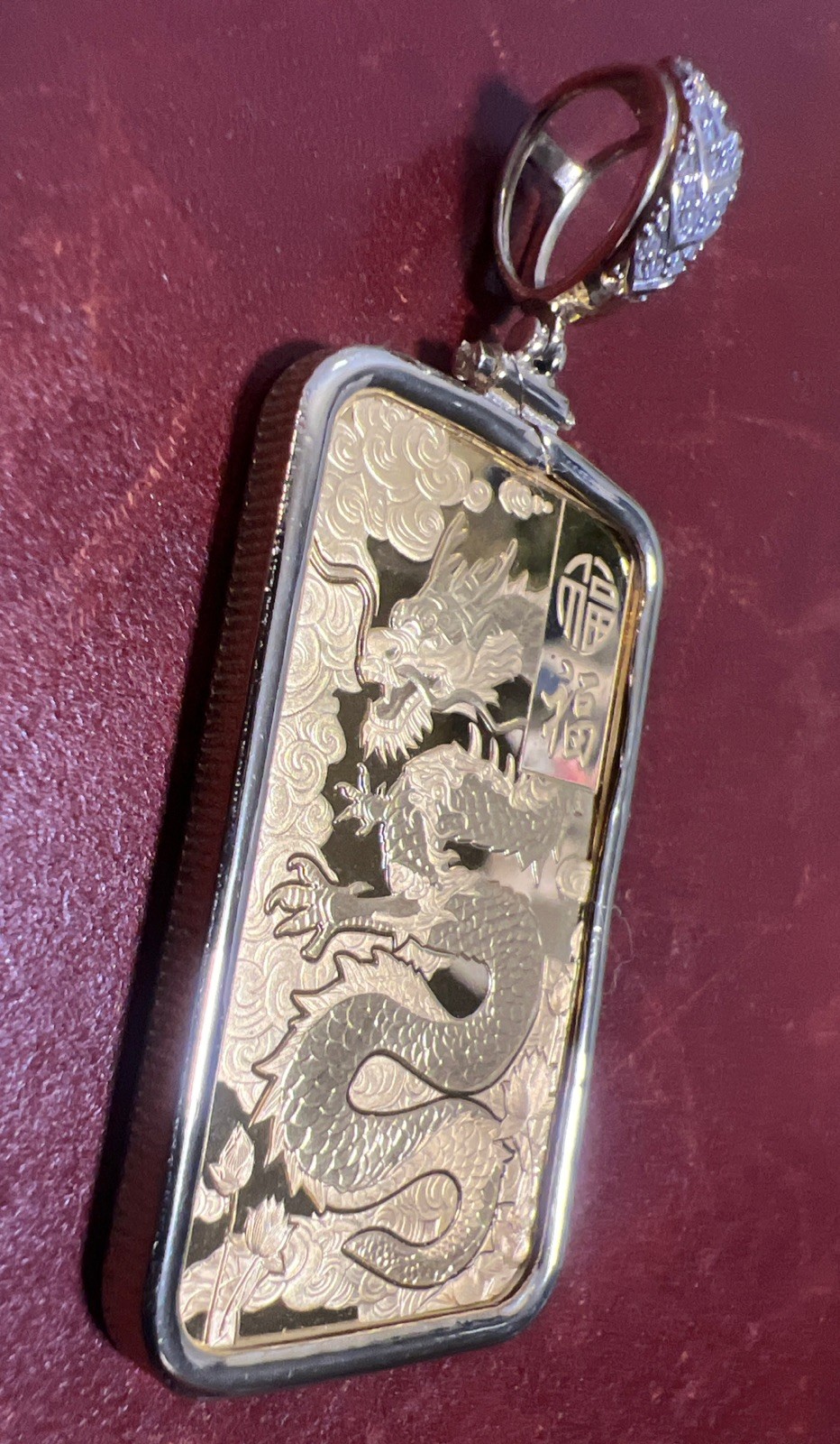 Pamp Good Luck Dragon 24K, 1 TROY OUNCE GOLD BAR & FREE WITH PURCHASE 14k BEZEL!