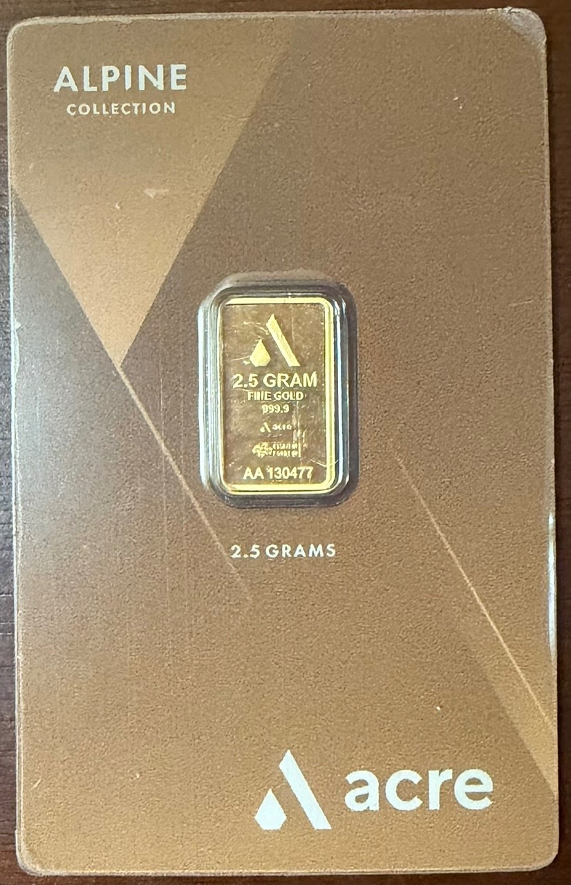 2.5G .999 Gold Acre Bar in Assay