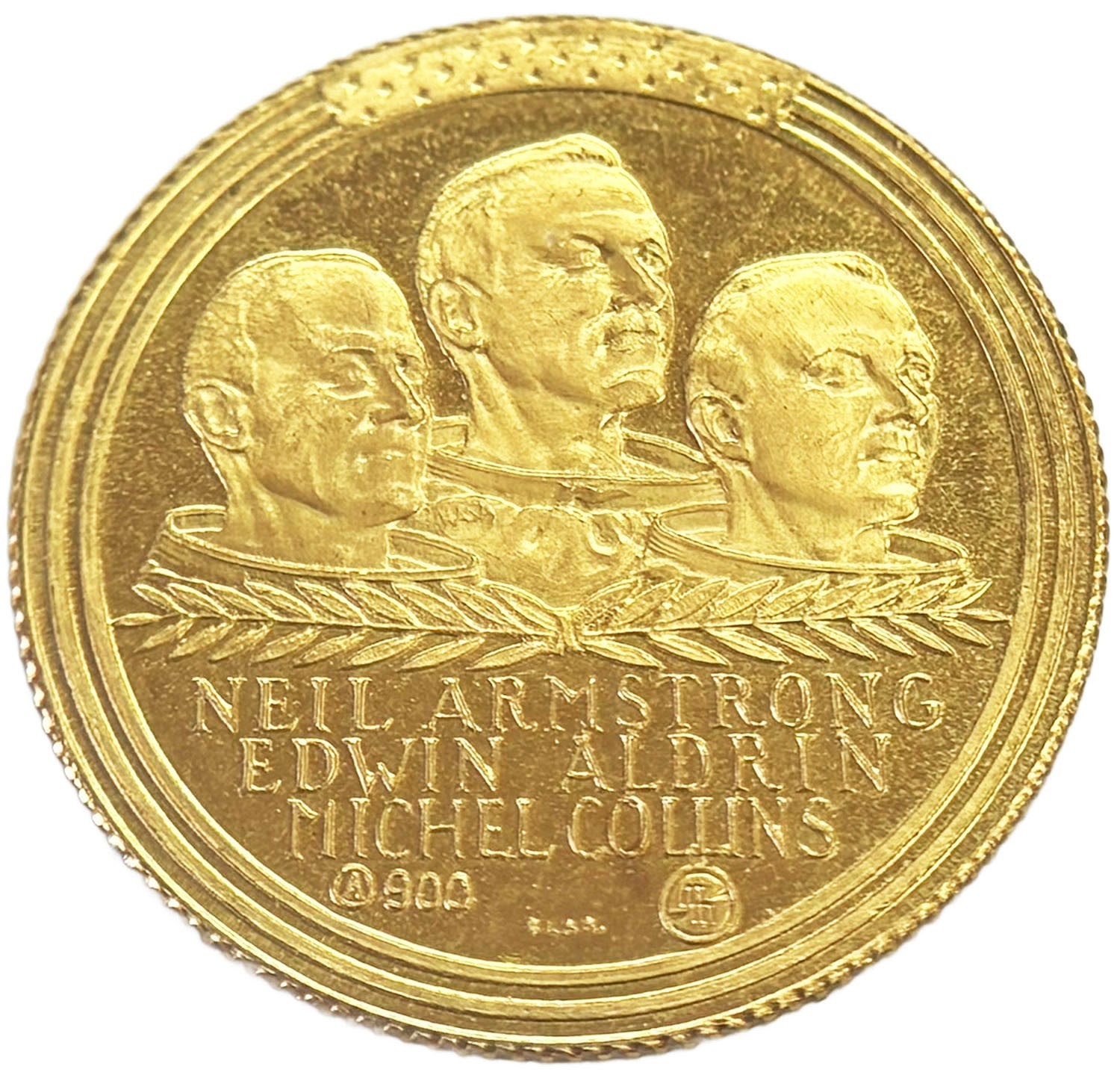 1969 GOLD ITALY 3.5 GRAM DUCAT APOLLO 11 LANDING ARMSTRONG, ALDRIN,COLLINS COIN