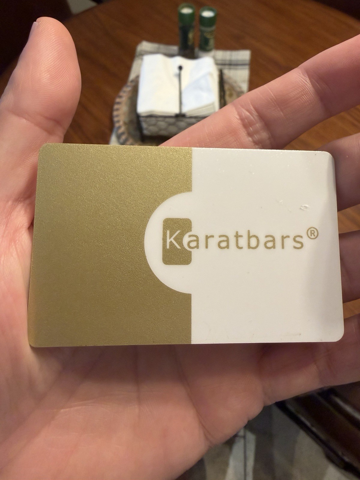 0.1 gram Gold Karatbars Business Card With “Finanical” Error On Card Nadir Gold