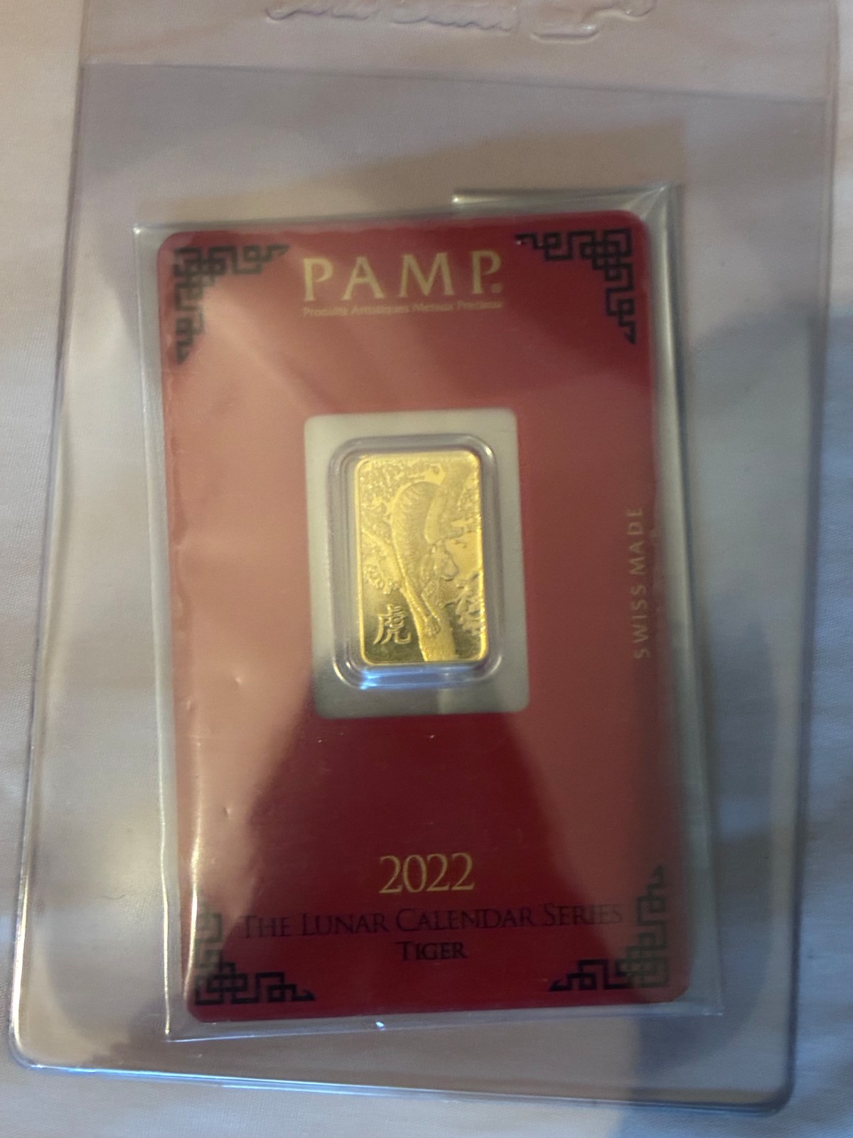 PAMP Suisse 5 gram Gold Bar – Lunar Tiger 2022 – ASSAY CoA Card – Factory Sealed