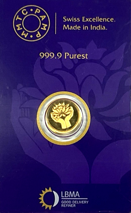 Pamp MMTC Lotus 1 Gram Gold Round – Large Card Assay