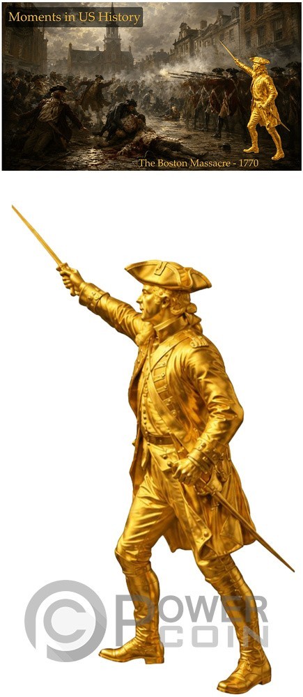 BOSTON MASSACRE Moments in US History 1/1000 Oz Gold Medal