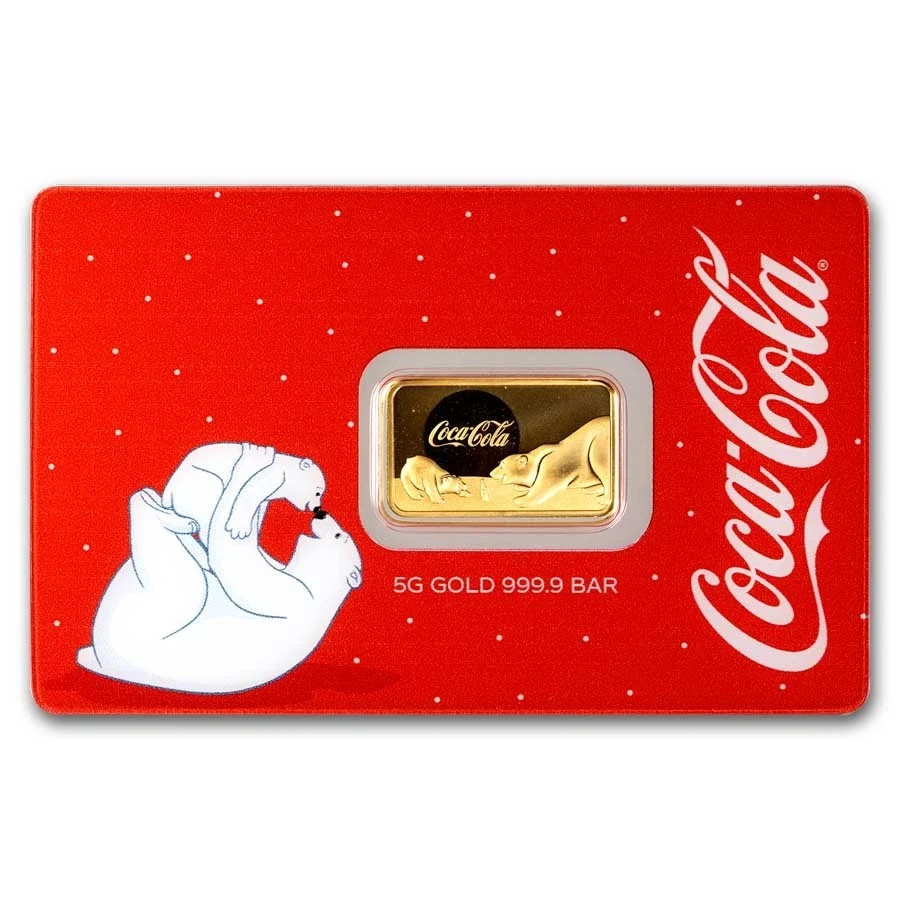 5 gram Gold Bar – PAMP Coca-Cola® Polar Bear Limited mintage of 5,000 bars