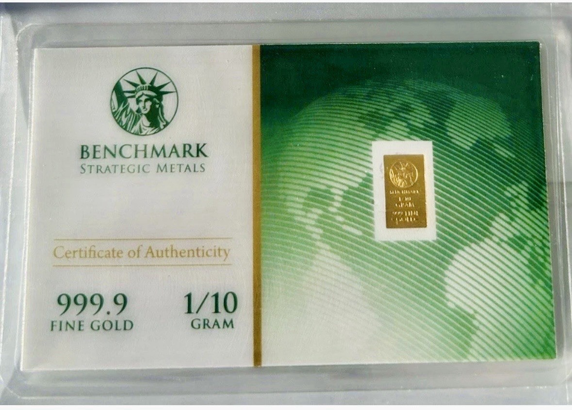 Benchmark Strategic Metals 1/10 Gram 999.9 Fine Gold Bar