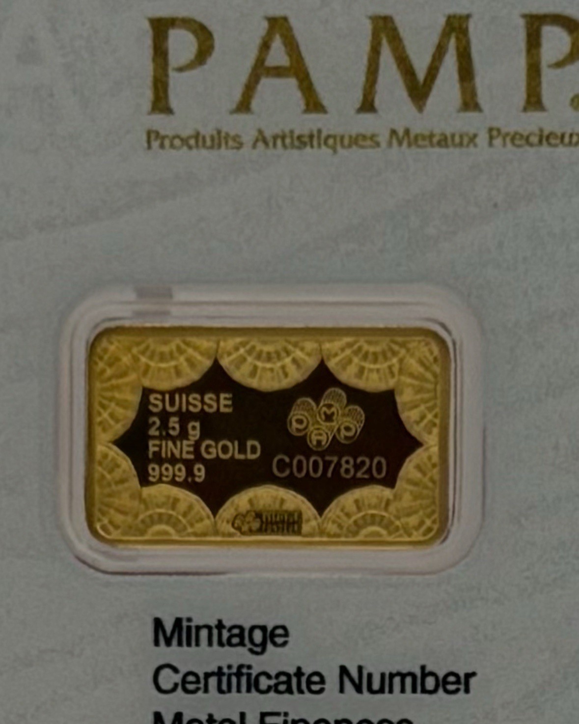 2026 PAMP 2.5 gram 250th Anniversary USA .9999 Gold Bar in Assay Card