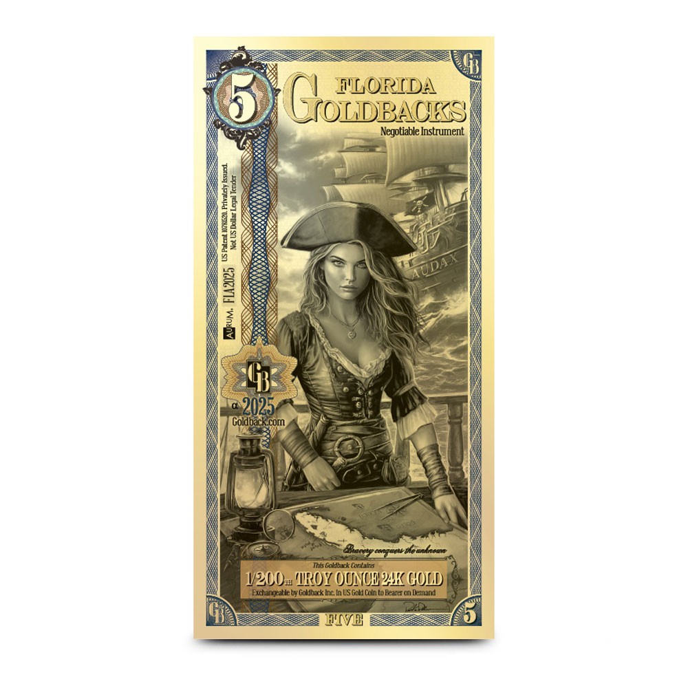 5 Florida Goldback Gold Note (New)