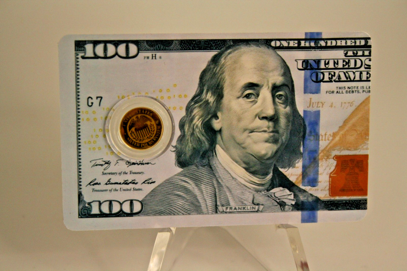 REPUBLIC OF LIBERIA 2026 12 DOLLAR GOLD 1/1000 OZT .9999 USA FLAG $100 BILL