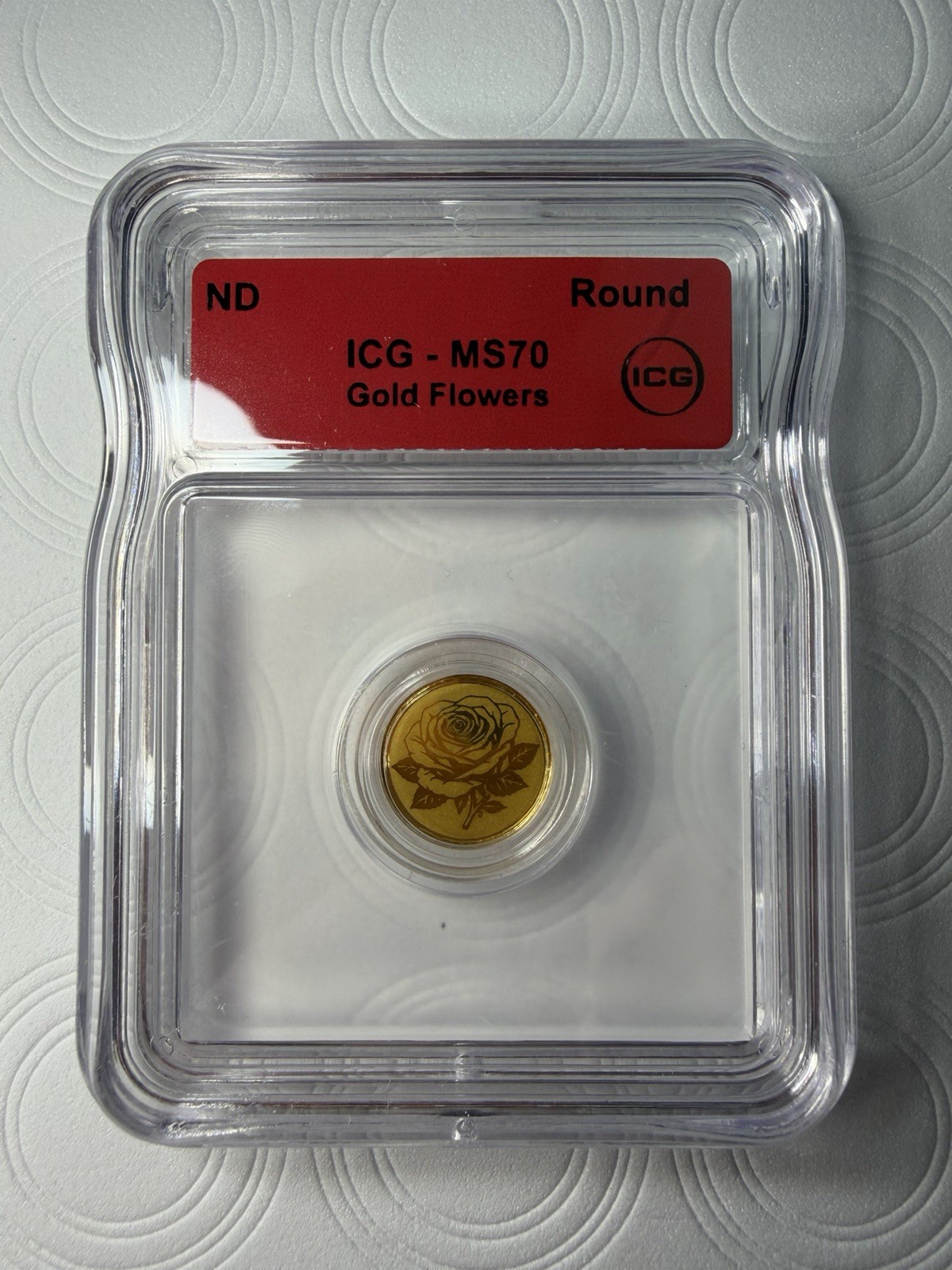 Gold Round Coin Floral Design Gold Flowers