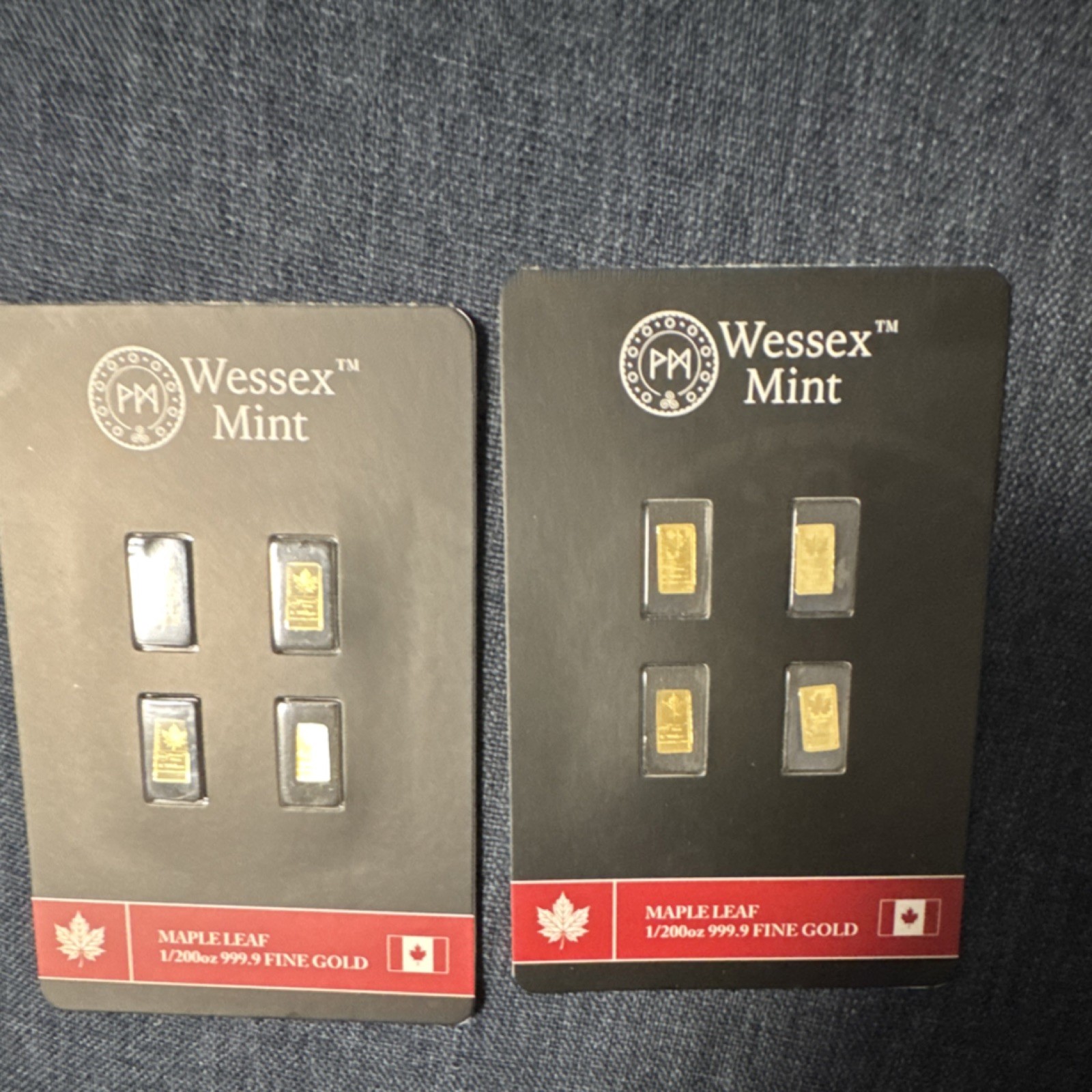 Wessex Mint Maple Leaf Gold Bars 8 1/200 oz 999.9 Fine (Lot of 8)