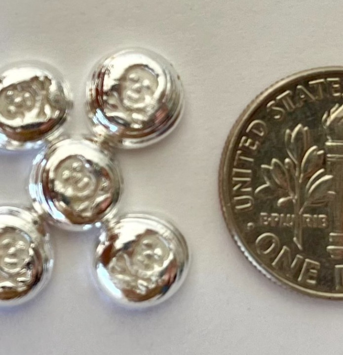ONE – 1g Platinum .9995 hand poured bar + 1g . 999 Silver bar pirate skull bones