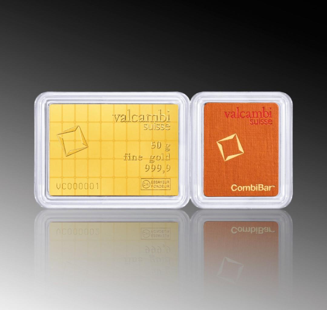 50 x 1 gram Gold Valcambi CombiBar w/ Assay Card .9999 Gold Bullion #A668
