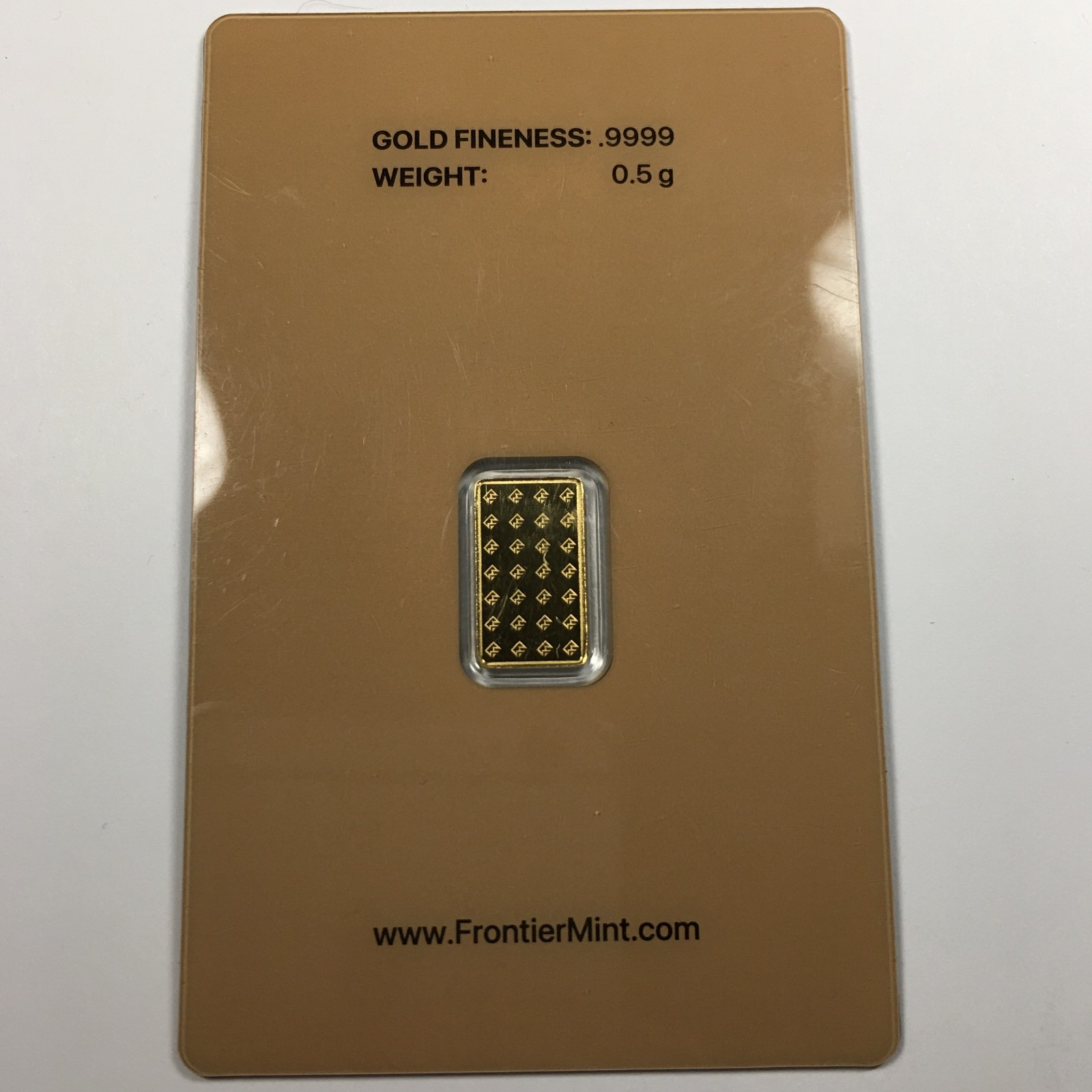 Frontier Mint 0.5g Gold Bar .9999 Fine Pure Gold Sealed In Assay Card 1/2 Gram