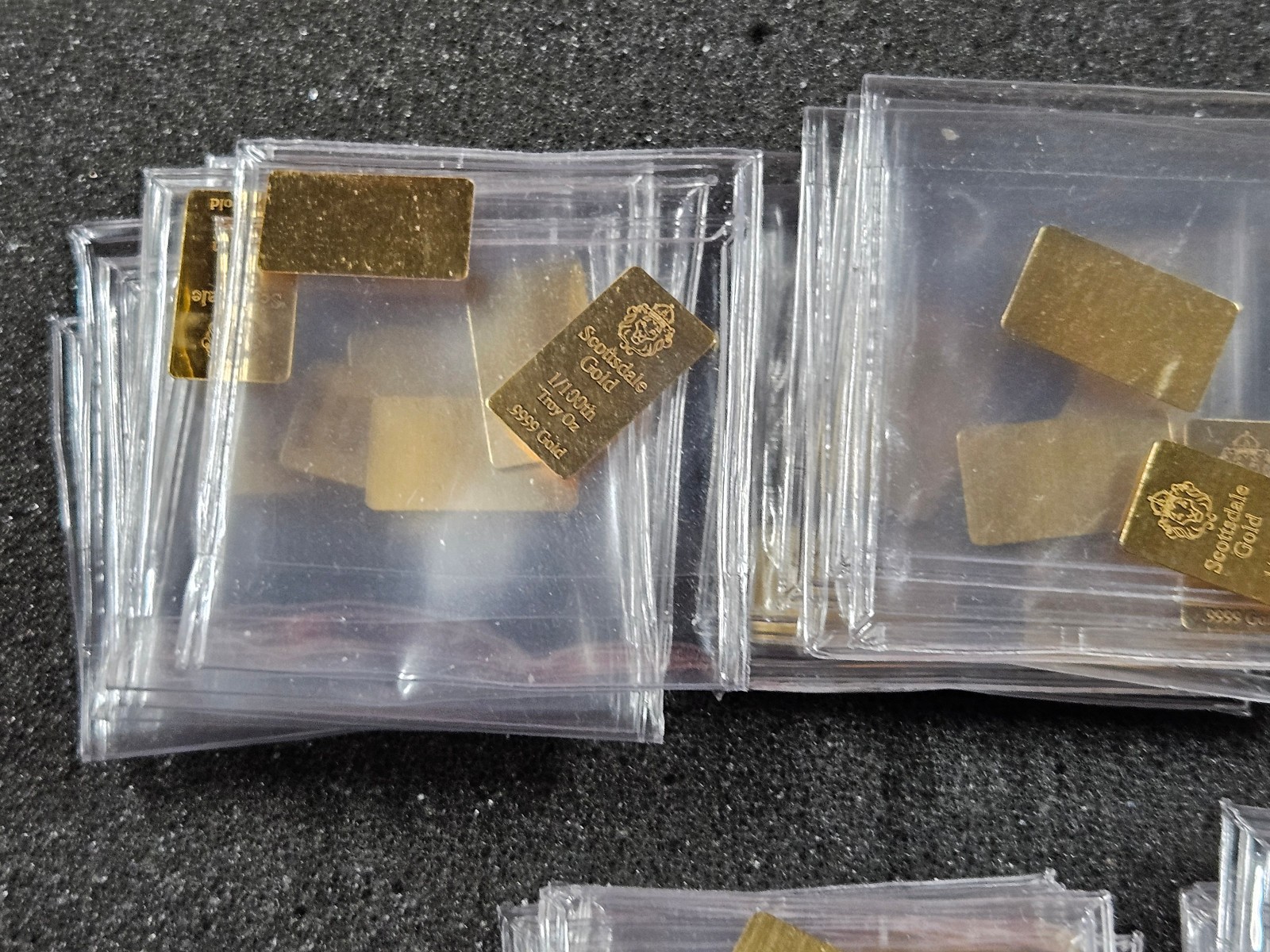 🌟(50) Scottsdale Mint 1/100 oz .9999 Gold Lion Bar, 1/2 troy oz AGW TOTAL