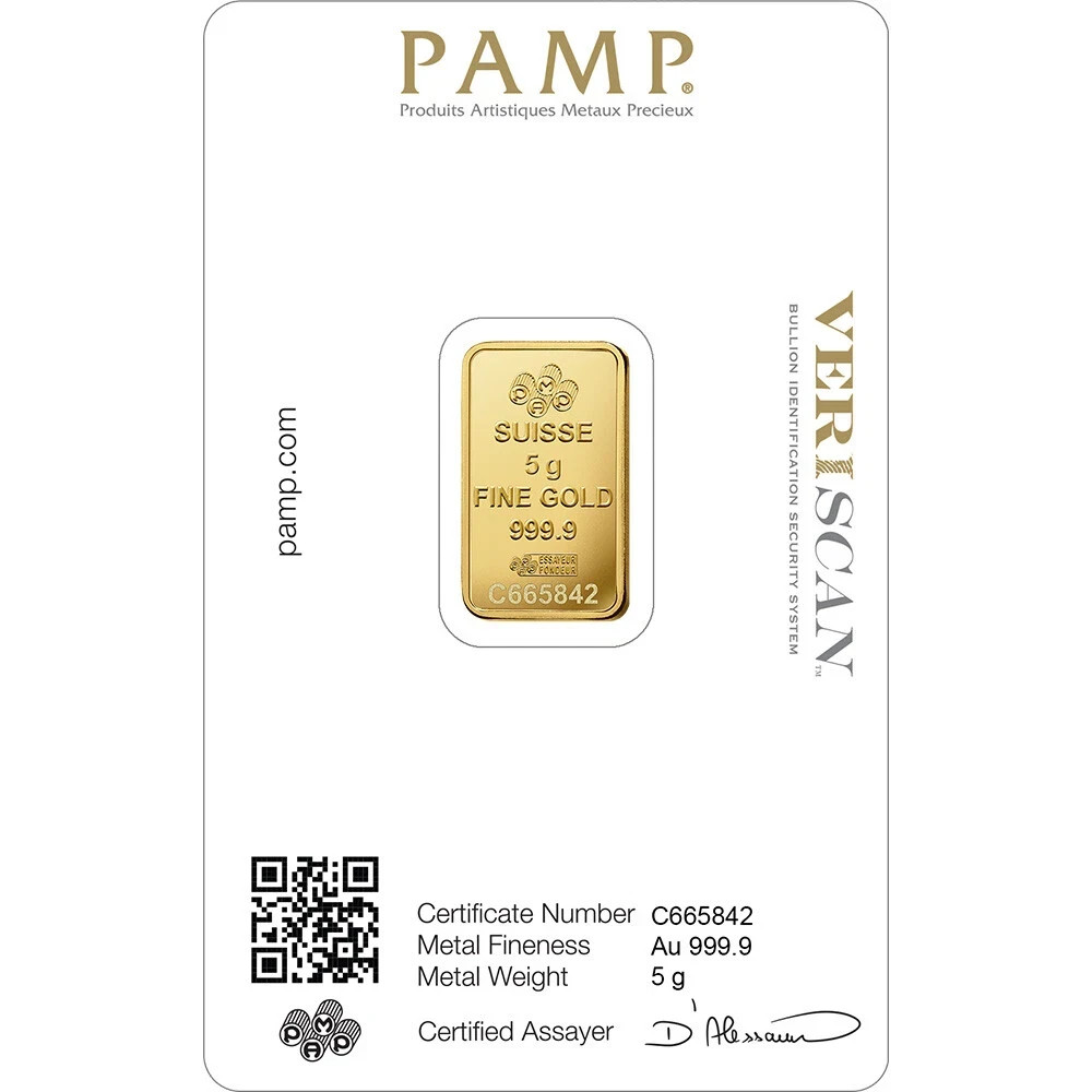 50 gram Gold Bar – PAMP Suisse – Fortuna – 999.9 Fine in Sealed Assay
