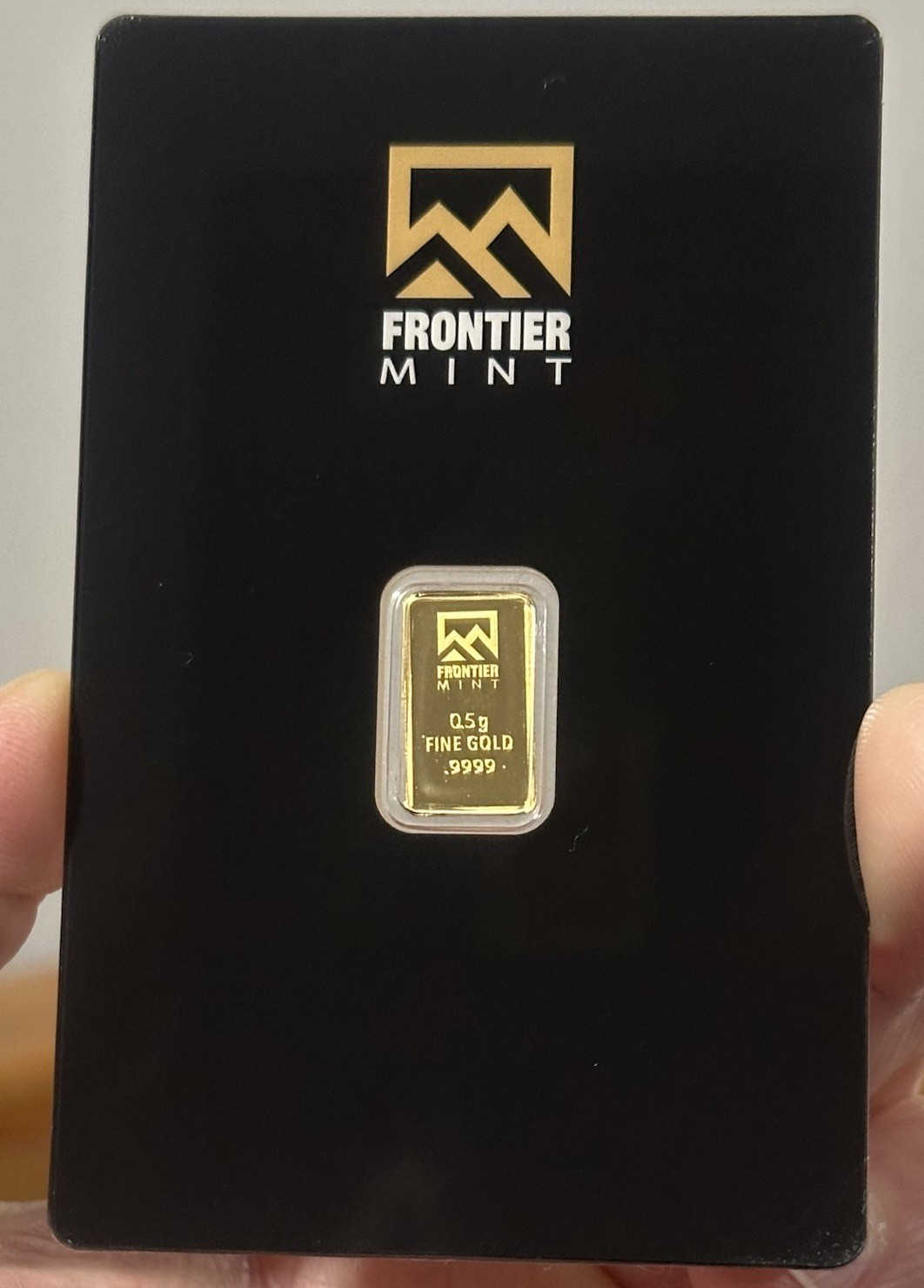 Frontier Mint 1/2 Gram .9999 Gold Bar Sealed in Assay Card Fractional Gold