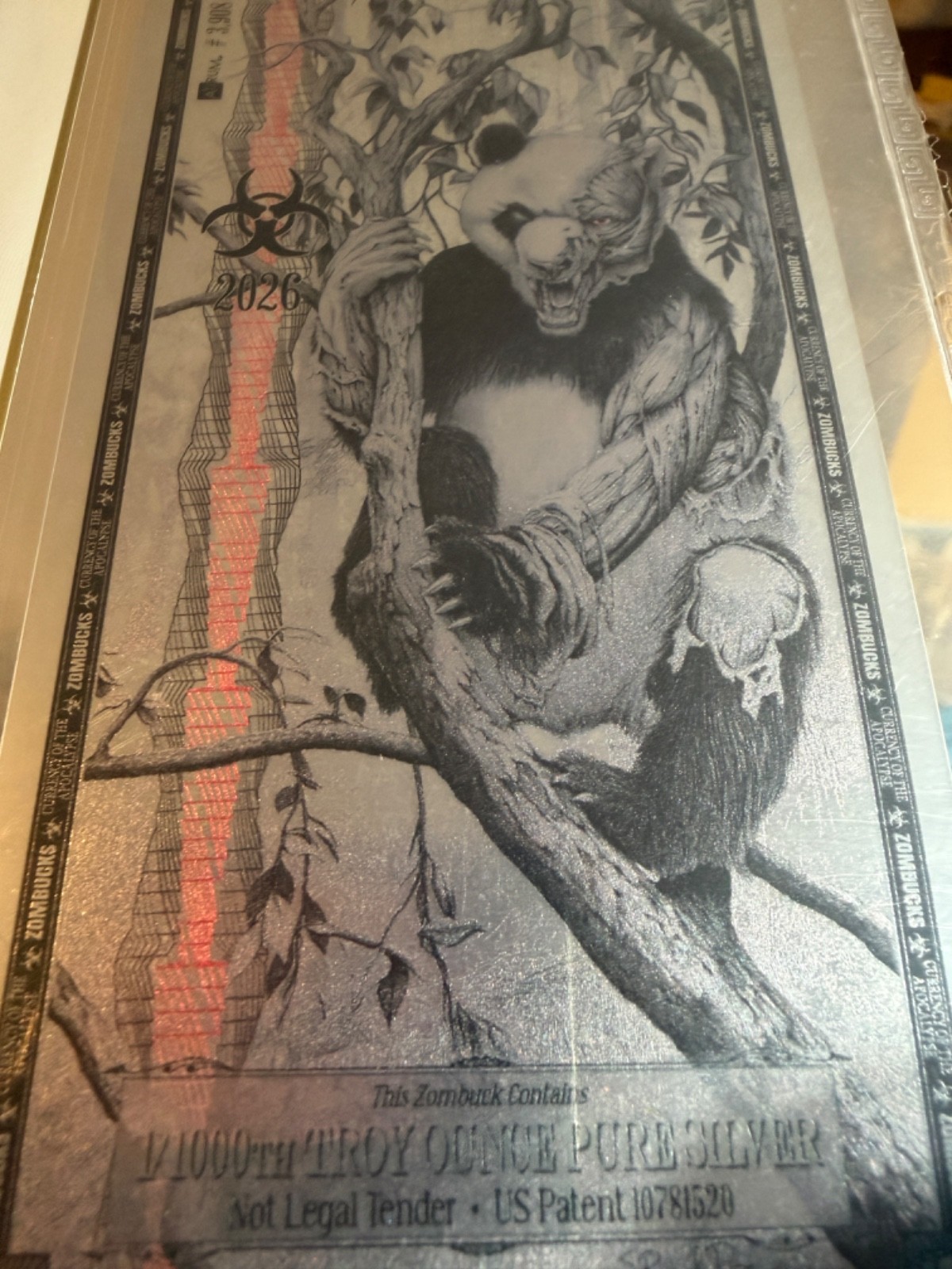 PCGS ZomBucks 70 GEM UNC .999 PURE SilverBack 1/1000 Troy oz. 1st ed. PANDA 2026