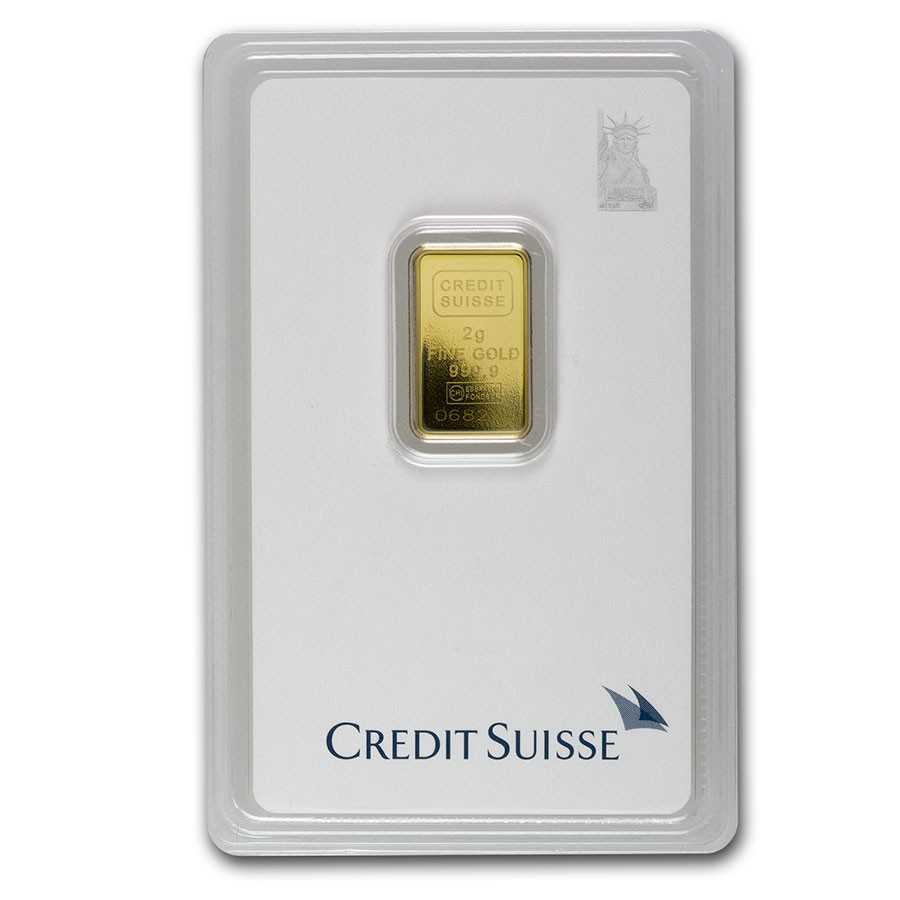 2 gram Gold Bar – Credit Suisse Statue of Liberty (New Assay) – SKU#221942