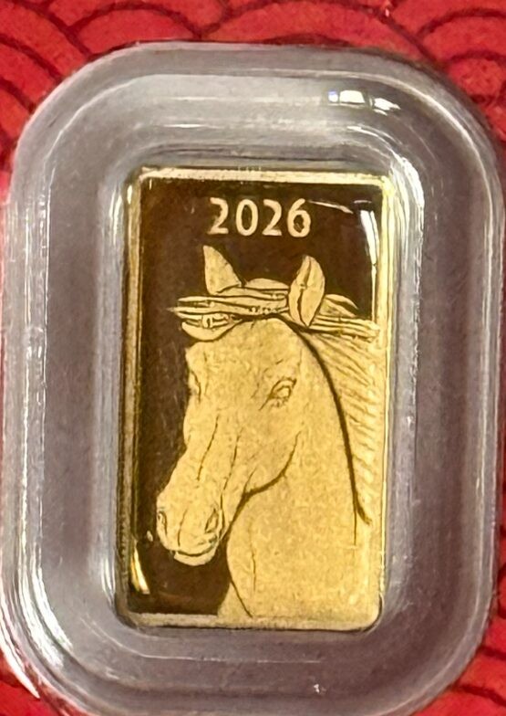 Pamp USA Lunar Series Year of Horse 1 gram Gold Bar in Card