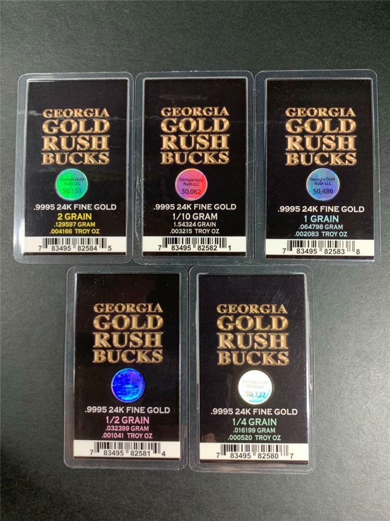 GEORGIA GOLD RUSH BUCKS COMBO PACK; 5 WEIGHTS; .9995 24K FINE GOLD BULLION