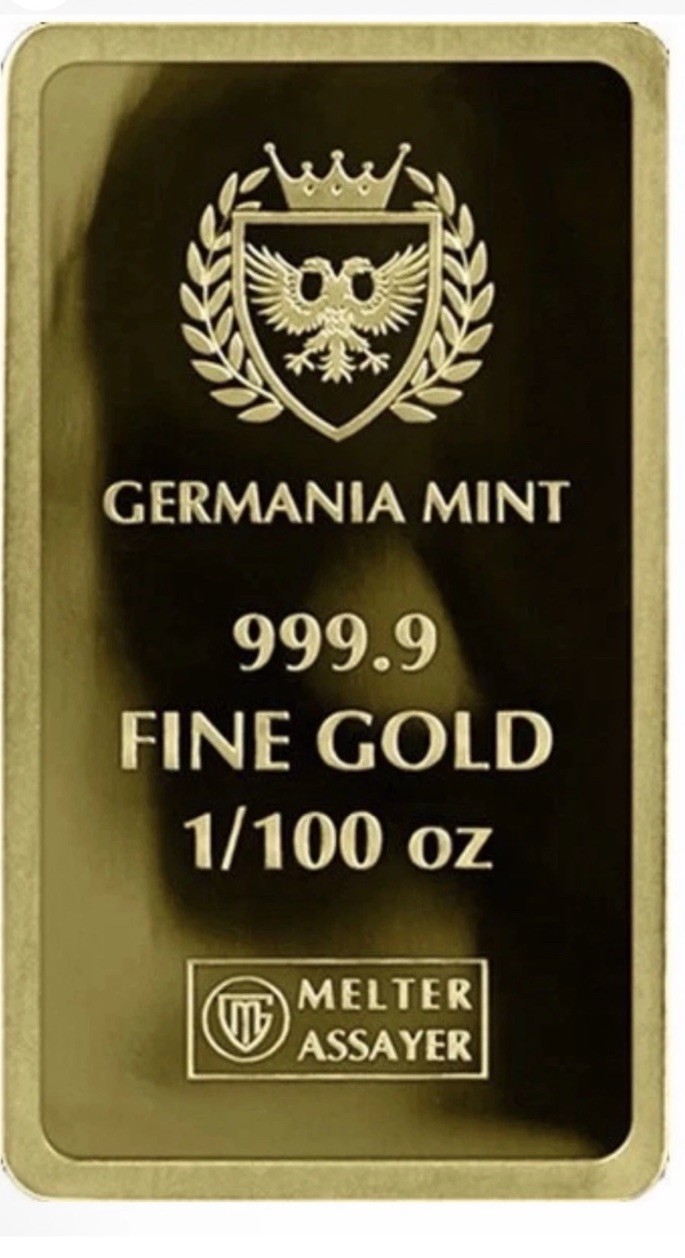 Germania Gold Bullion – 1/100 oz Gold Proof Bar In Assay Warrior Princess-SEALED