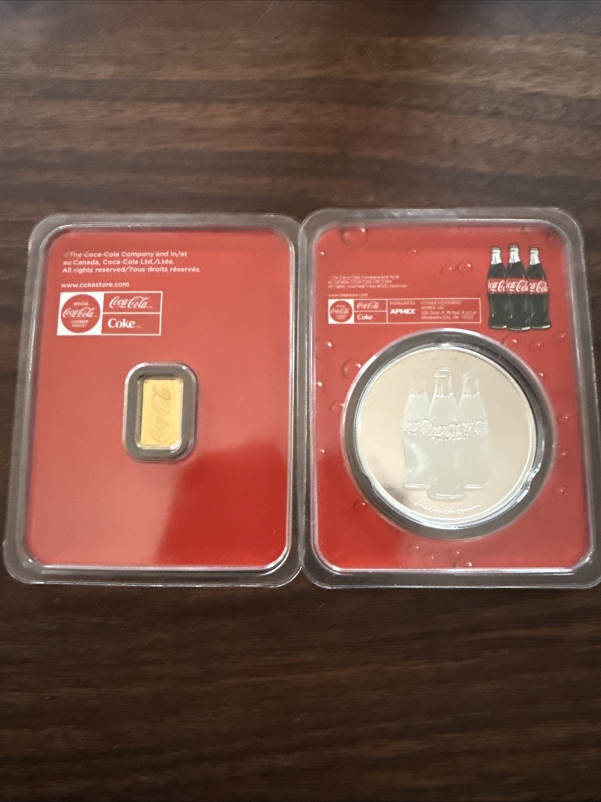 Coca Cola Collectible Gold And Silver .5g Gold Bar 1oz Silver Round In Assay 🔥