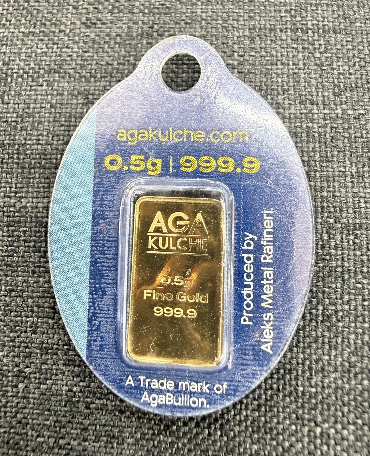 AgaBullion .9999 Fine Gold Bar Half Gram – Keychain In Assay Card Premium
