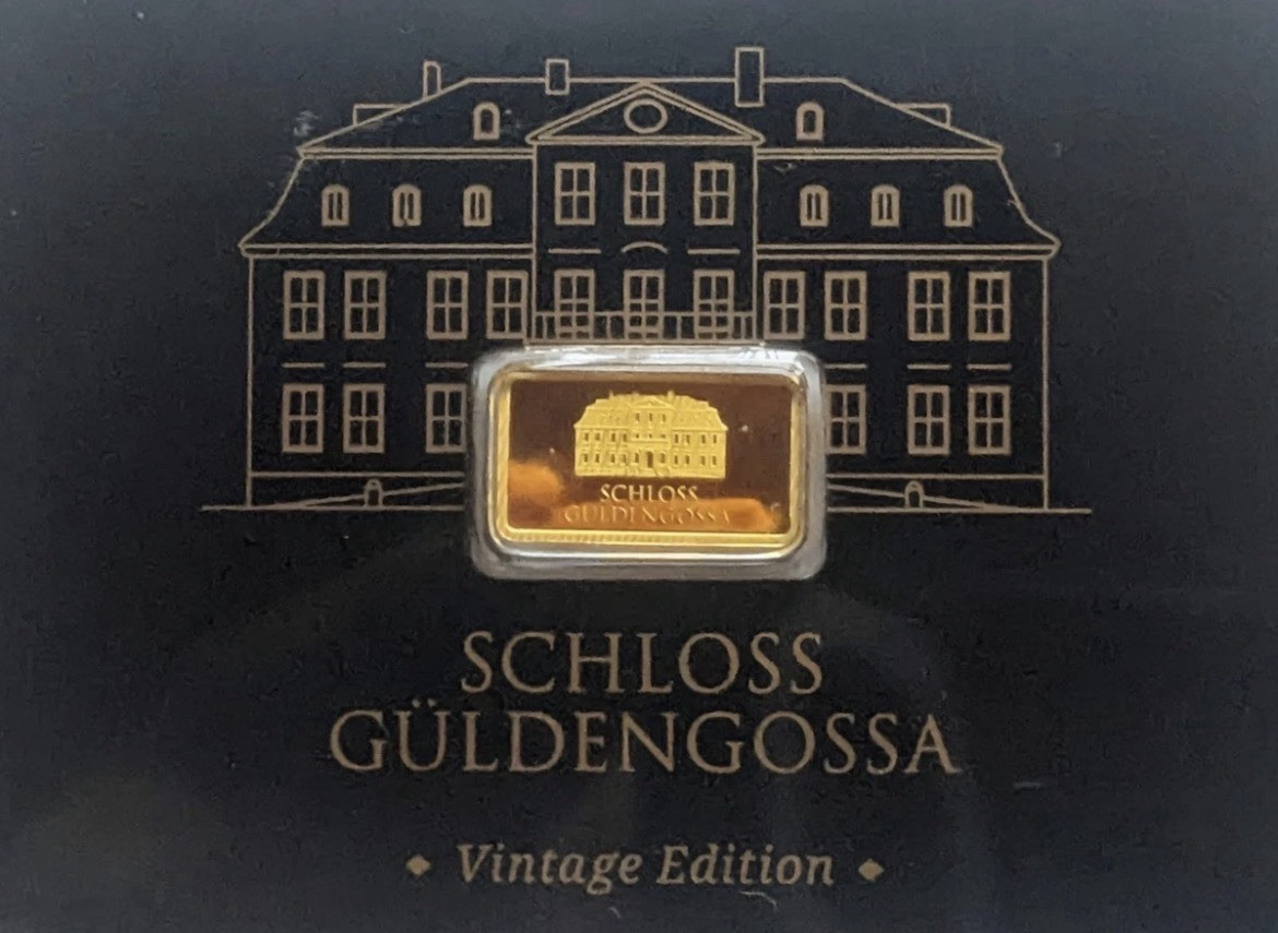 Geiger Schloss Guldengossa Vintage Edition .9999 Fine Gold Bar .5 Gram w/ Card