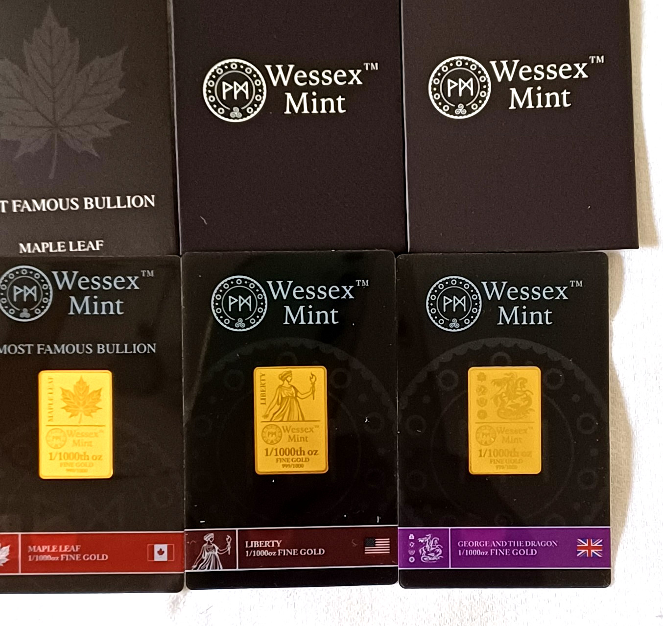 New Wessex Mint 1/1000th oz x 4 Fine Gold Bars Bundle 999.9 24ct RRP 39.99 each
