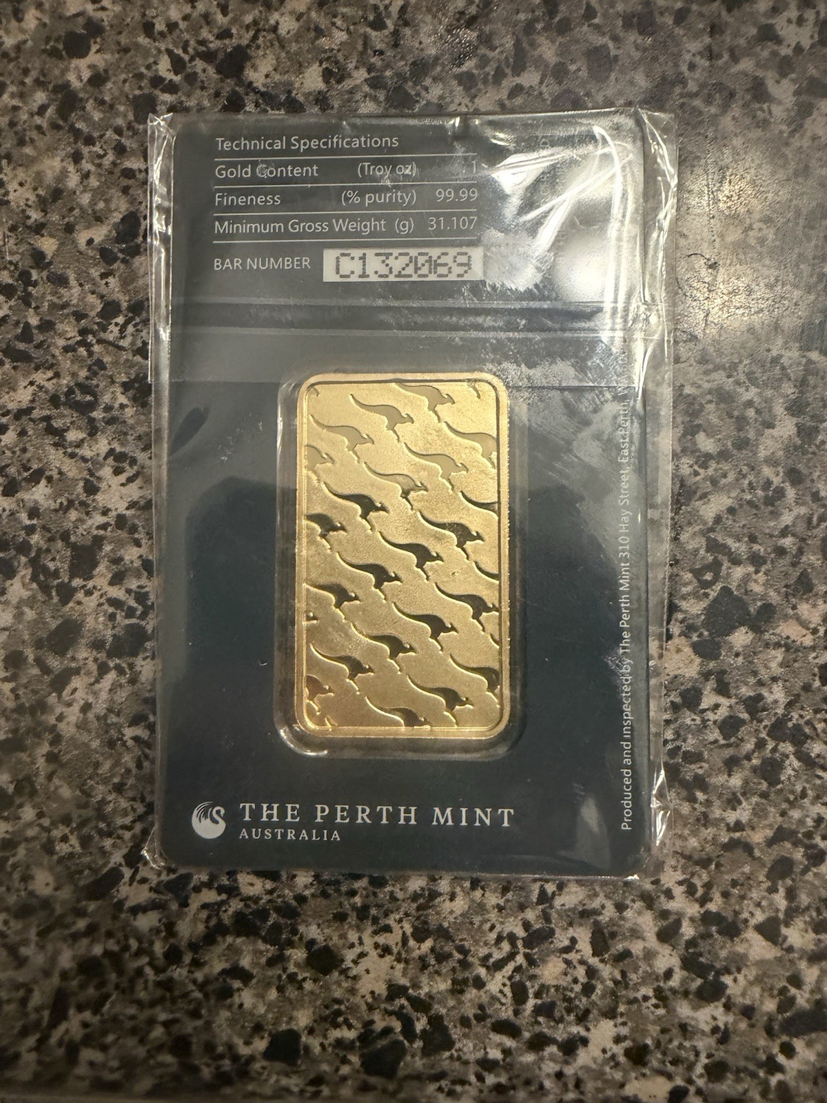 Perth Mint 1 Oz Gold Bar .9999 Fine Gold Original Sealed Assay Card AU