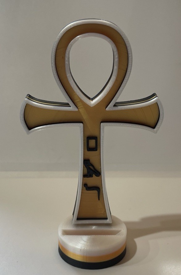 ⭐️Egyptian Golden Ankh 1/200 oz .9999 Gold Coin In Capsule W/ 3D Printed Stand