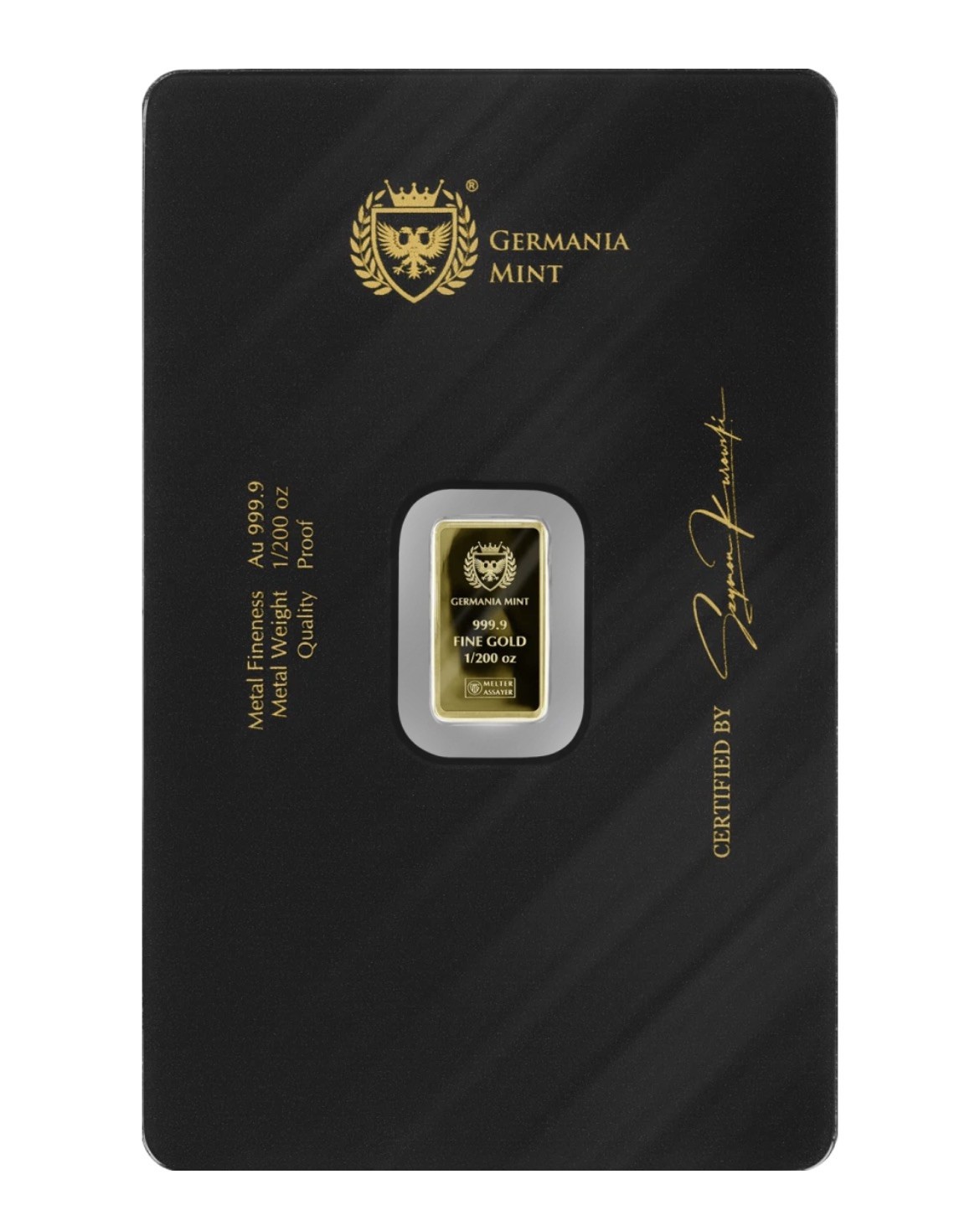 Germania Mint Lady Germania Minted 1/200 oz Gold Bar in Assay Card