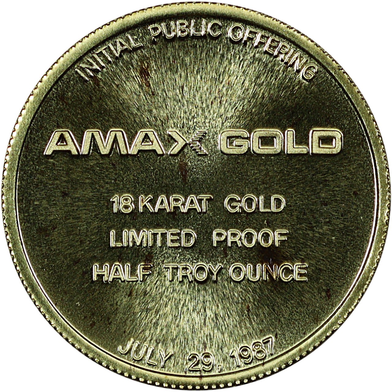 1987 Amax Gold Inc Limited Edition Sleeper Mine 1/2 oz .750 Gold Medallion