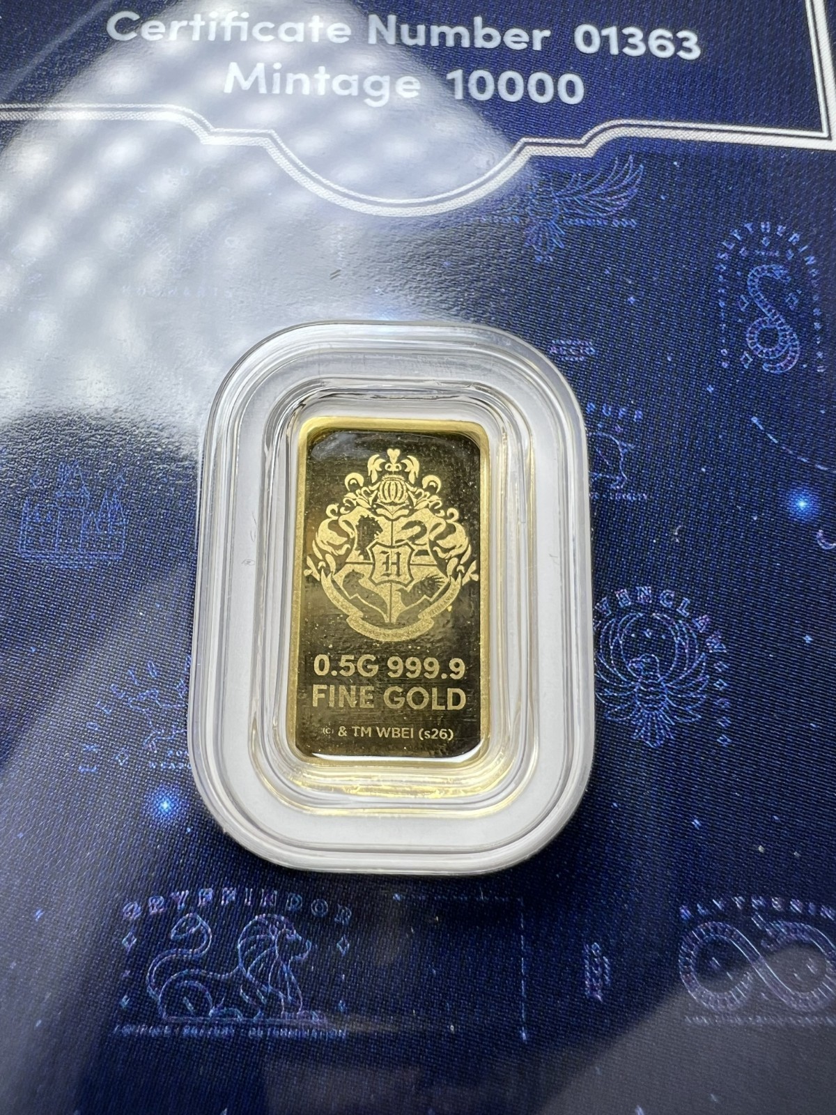 Harry Potter 25th Years of Magic 0.5g Gold Bar In Assay Limited Edition