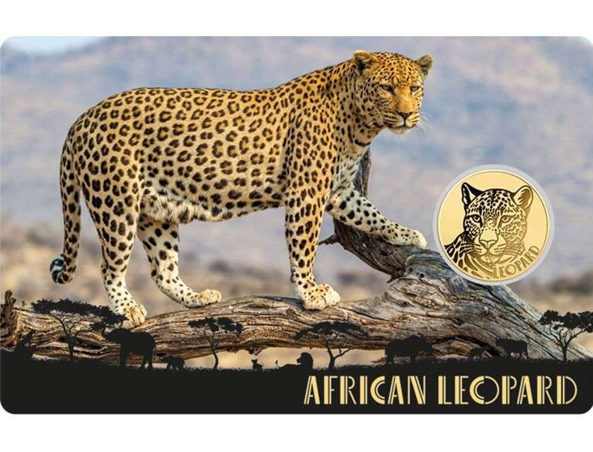 1/1000 oz .999 Fine Gold in Laminated Card – African Leopard