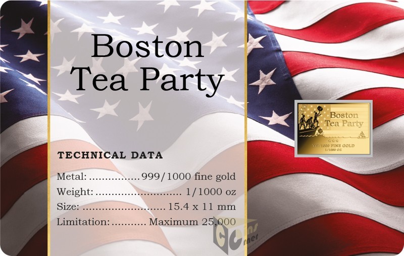 Boston Tea Party America Series 1/1000 Oz 999 Gold Medal