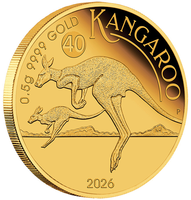 2026 Australia Kangaroo Mini Roo 0.5g Gold BU Coin in Assay Card Perth Mint