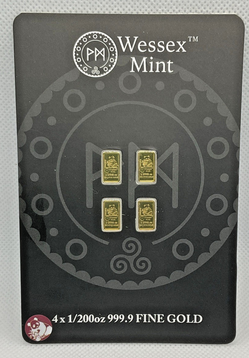 Wessex Mint – 4 X 1/200oz 999.9 Fine Gold Bar – 🐼Panda🐼 – Sealed Gold Bullion