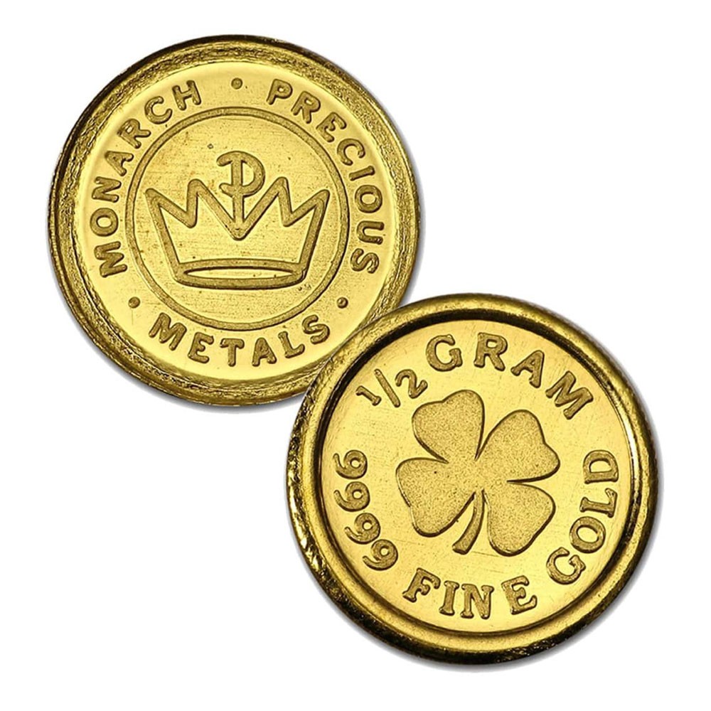 1/2 Gram Monarch Clover Gold Round (Capsule)