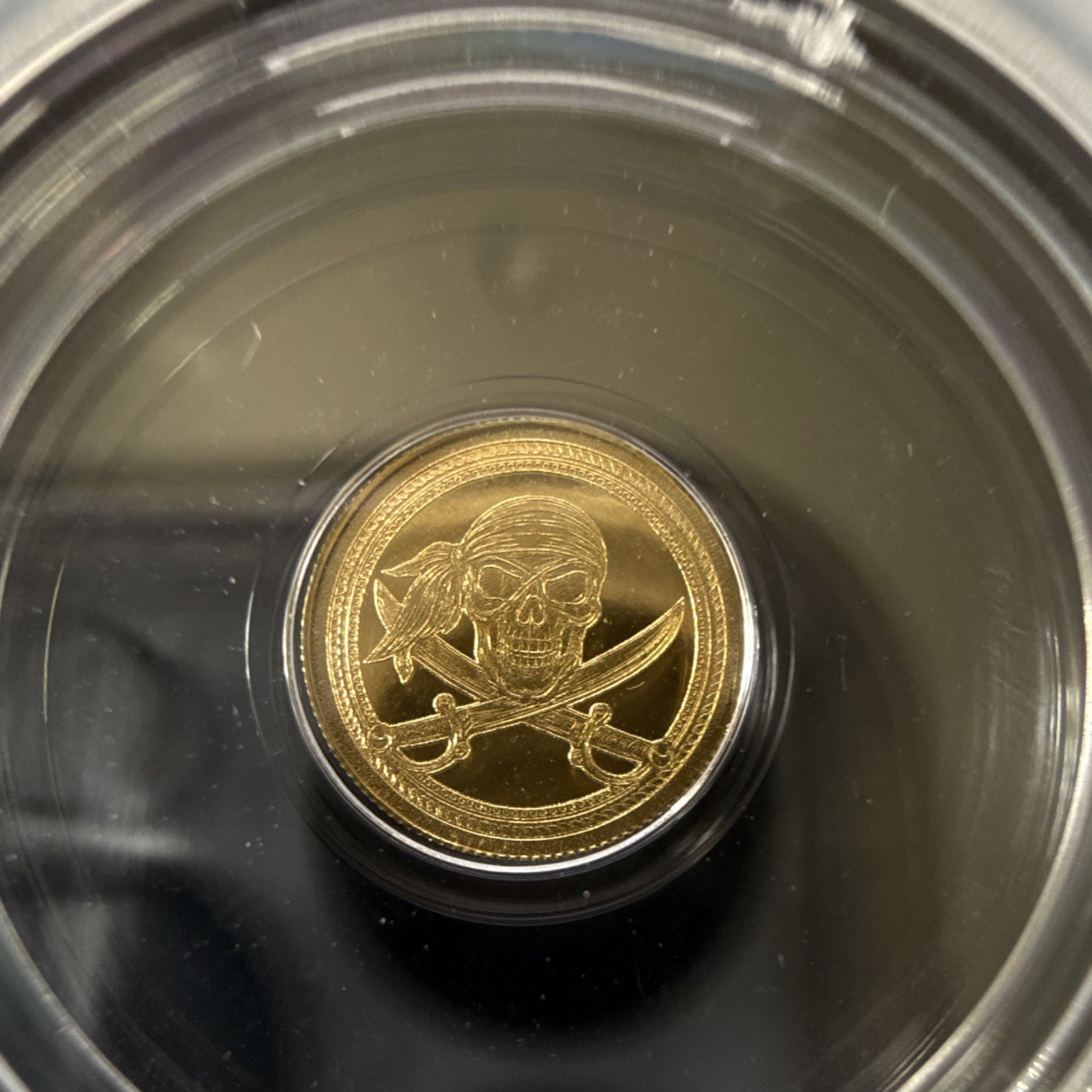 PCGS MS69 No Date Pirate 1/200 oz Gold Round 0.999 Fine Gold Au