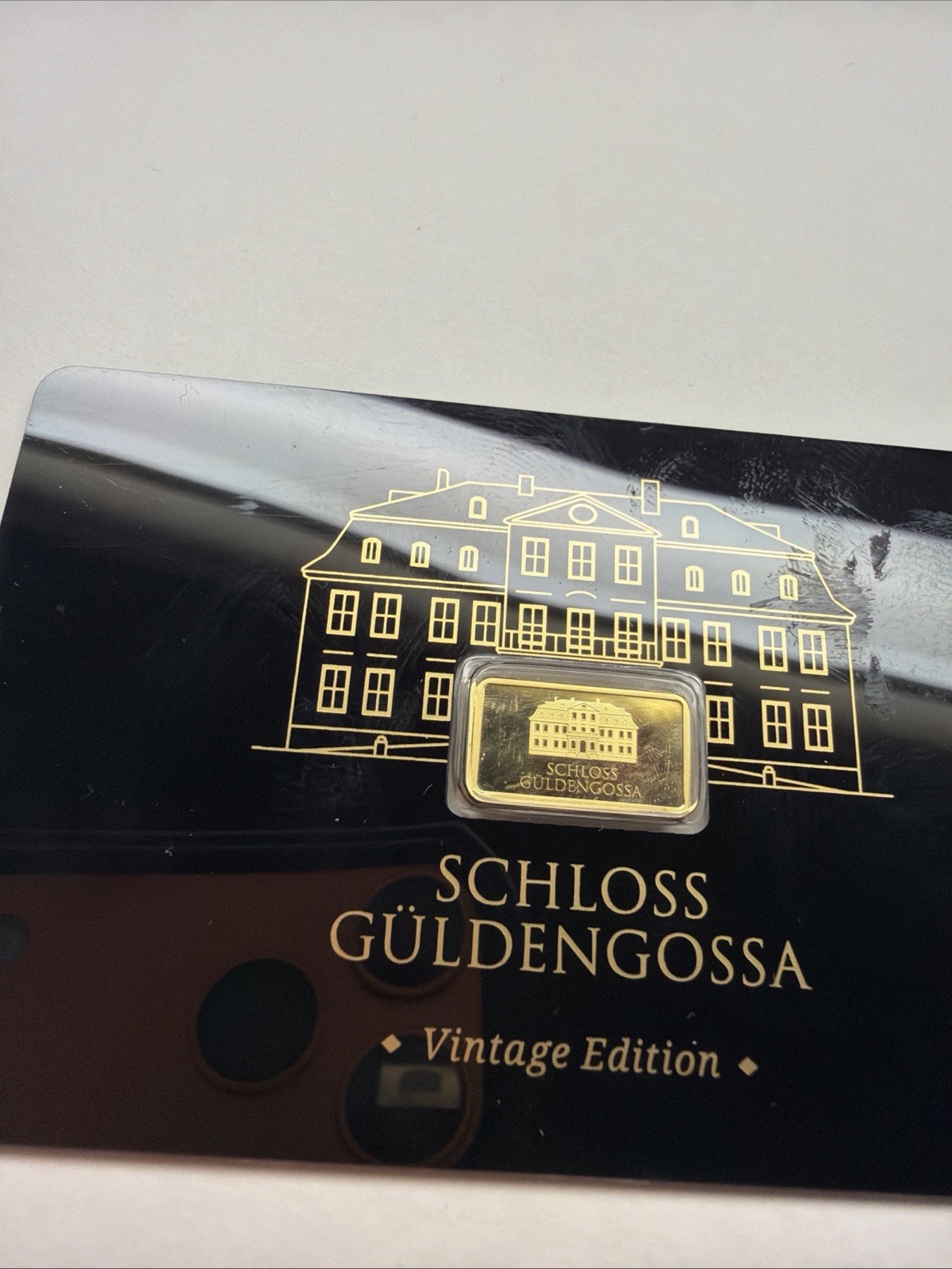 Geiger Schloss Guldengossa Vintage Edition Carded Gold Bar .5 Gram .999 Fine