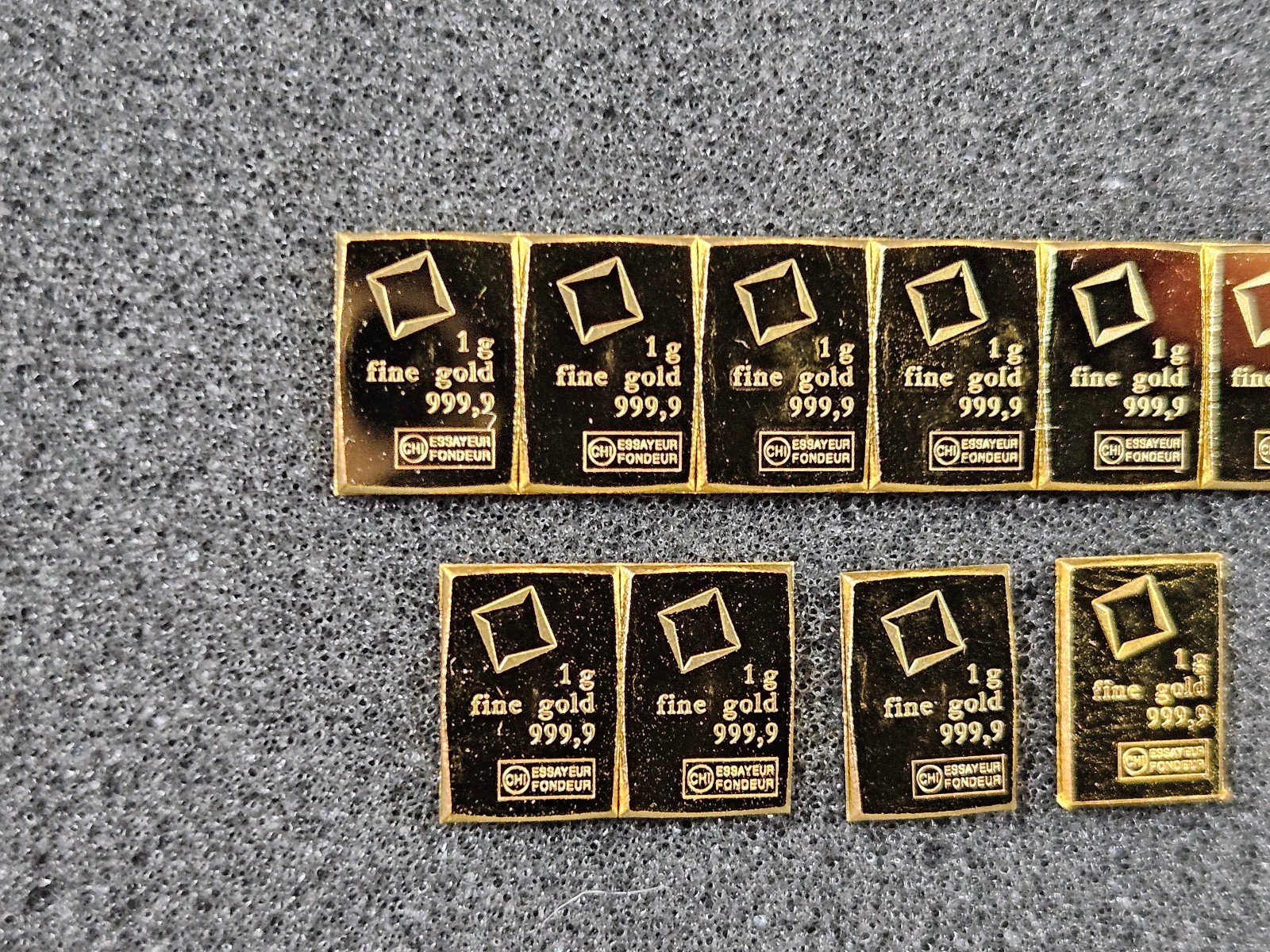 🌟(10) 1 gram Valcambi Suisse Gold Bars 999.9 Gold, 10 g Total