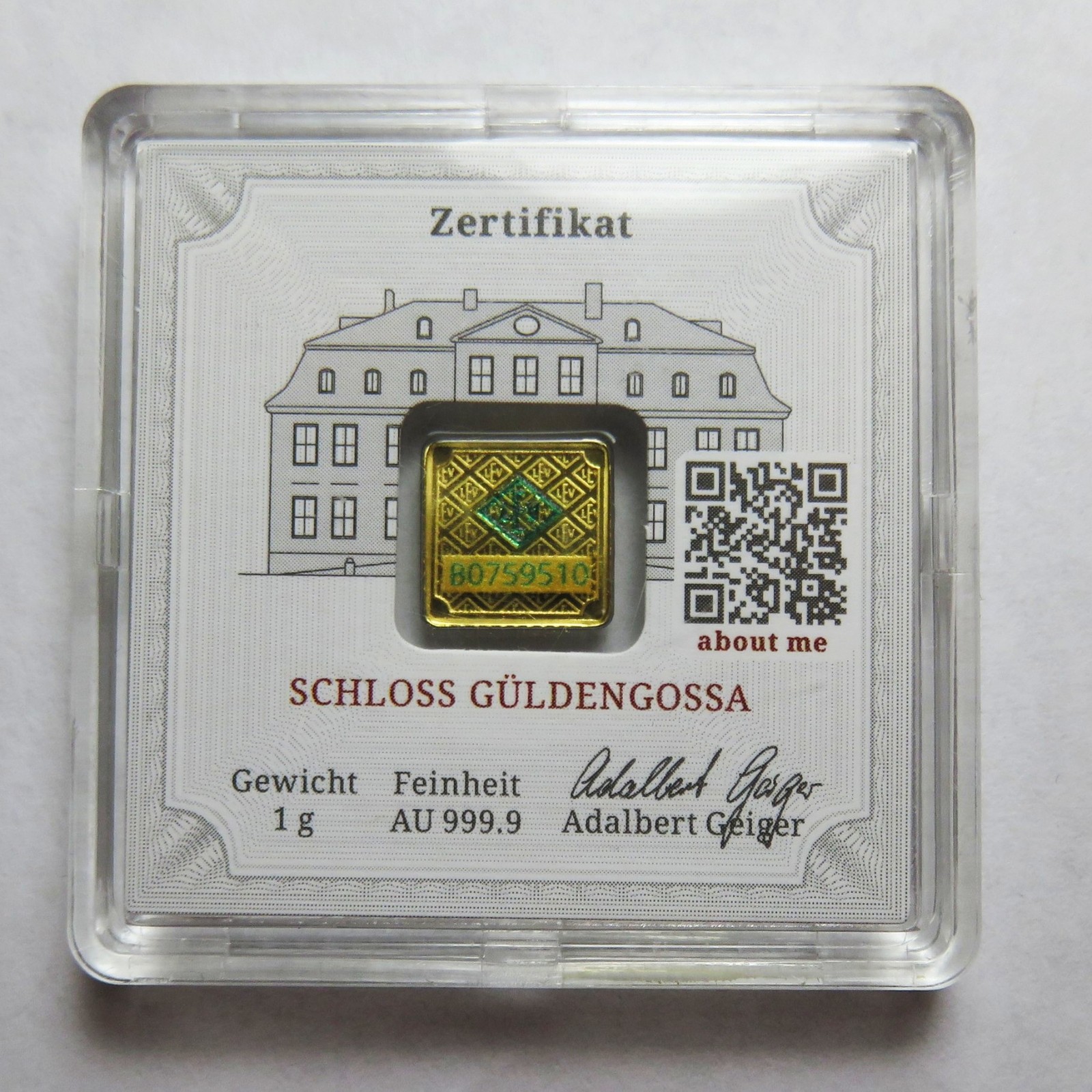 Geiger gold__1 gram__premium and sealed__made in Germany
