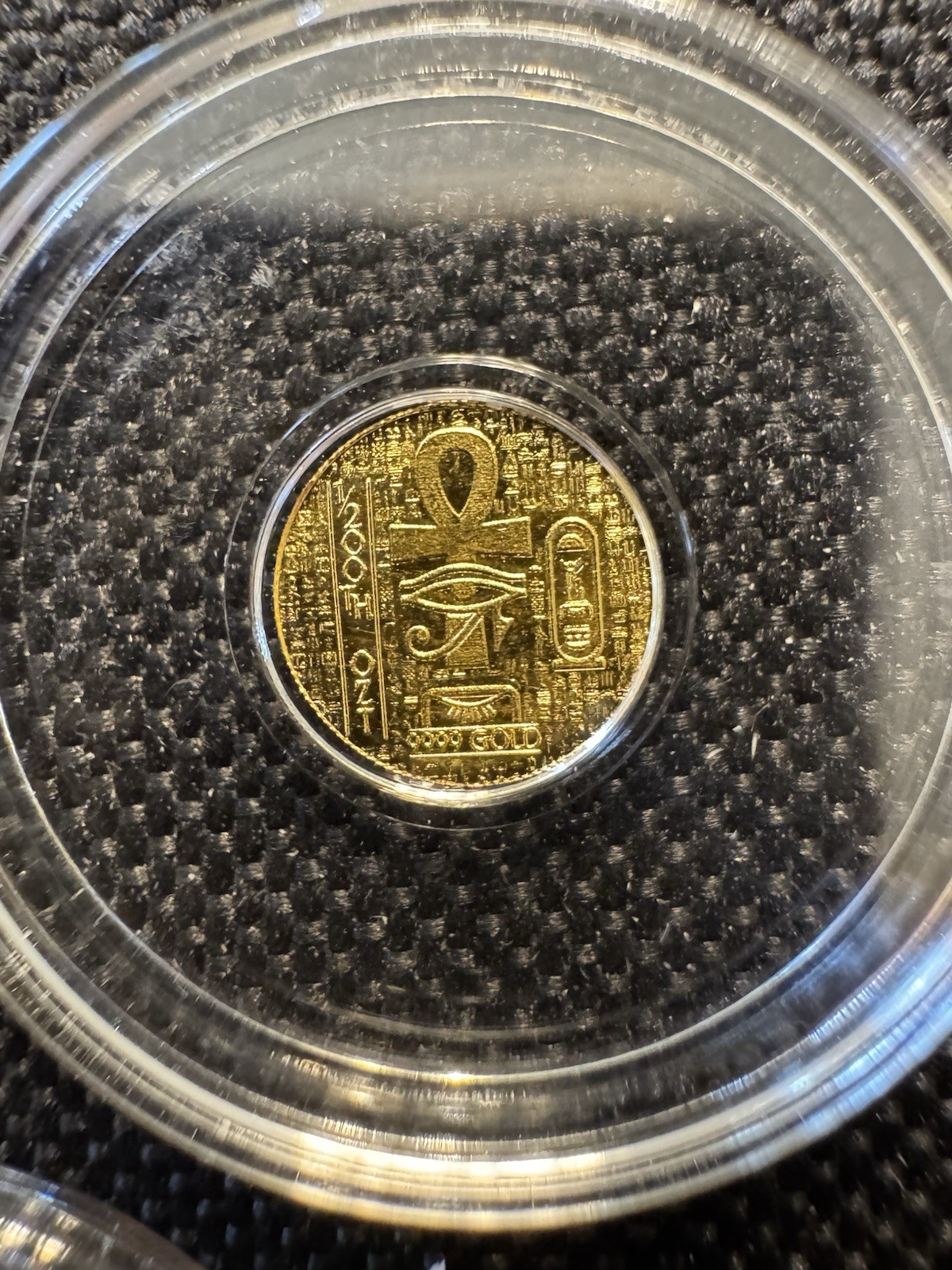 Lot of 3 • 1/200 oz .9999 Fine Gold Rounds •Eye of Horus & Ankh •Egypt Design BU