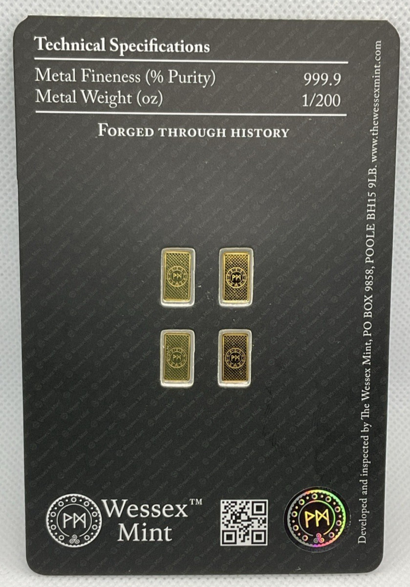 Wessex Mint – 4 X 1/200oz 999.9 Fine Gold Bar – 🐼Panda🐼 – Sealed Gold Bullion