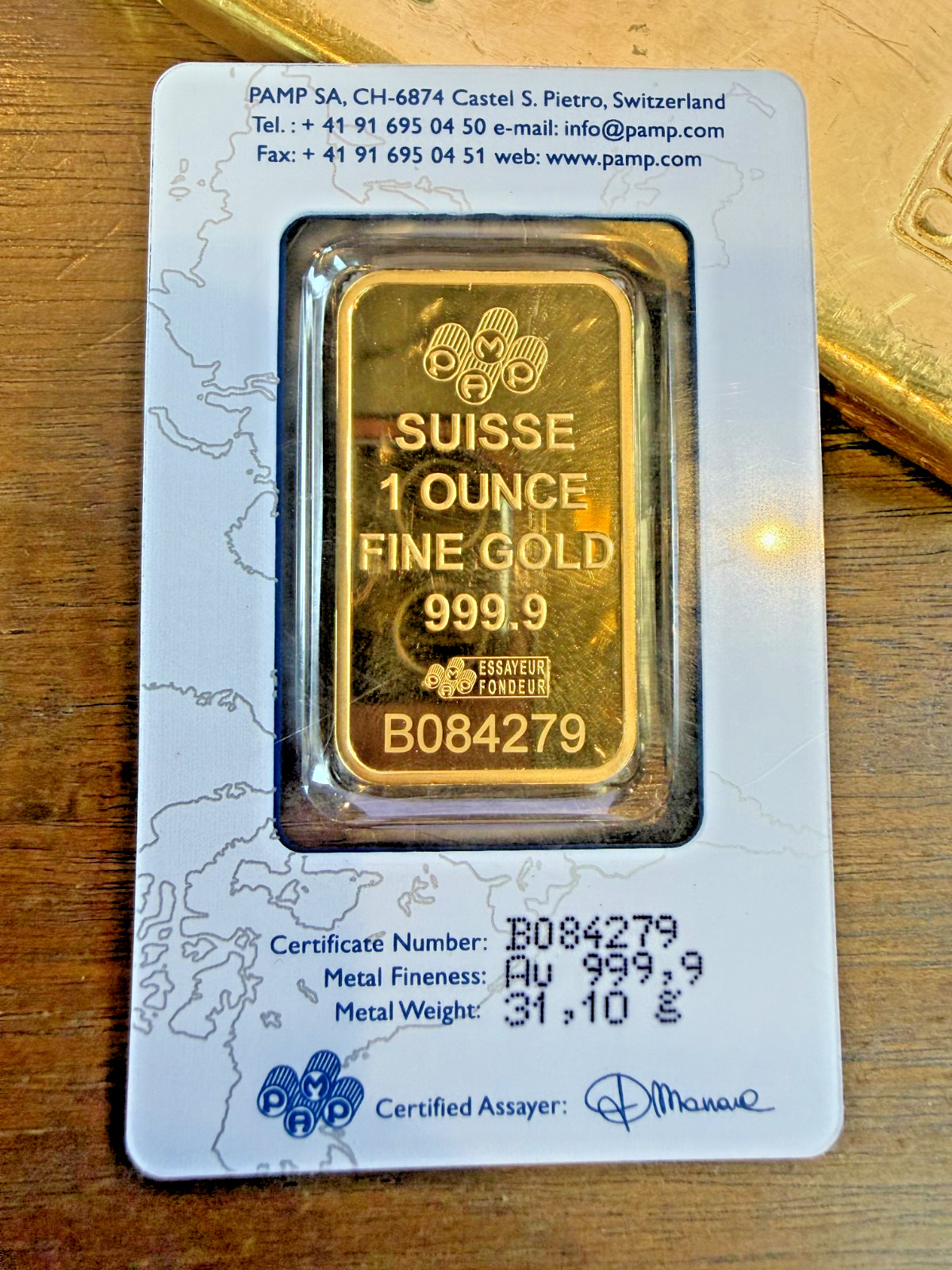 1 oz Gold Bar PAMP Suisse Lady Fortuna (In Assay) .9999 Fine – PRE 2015