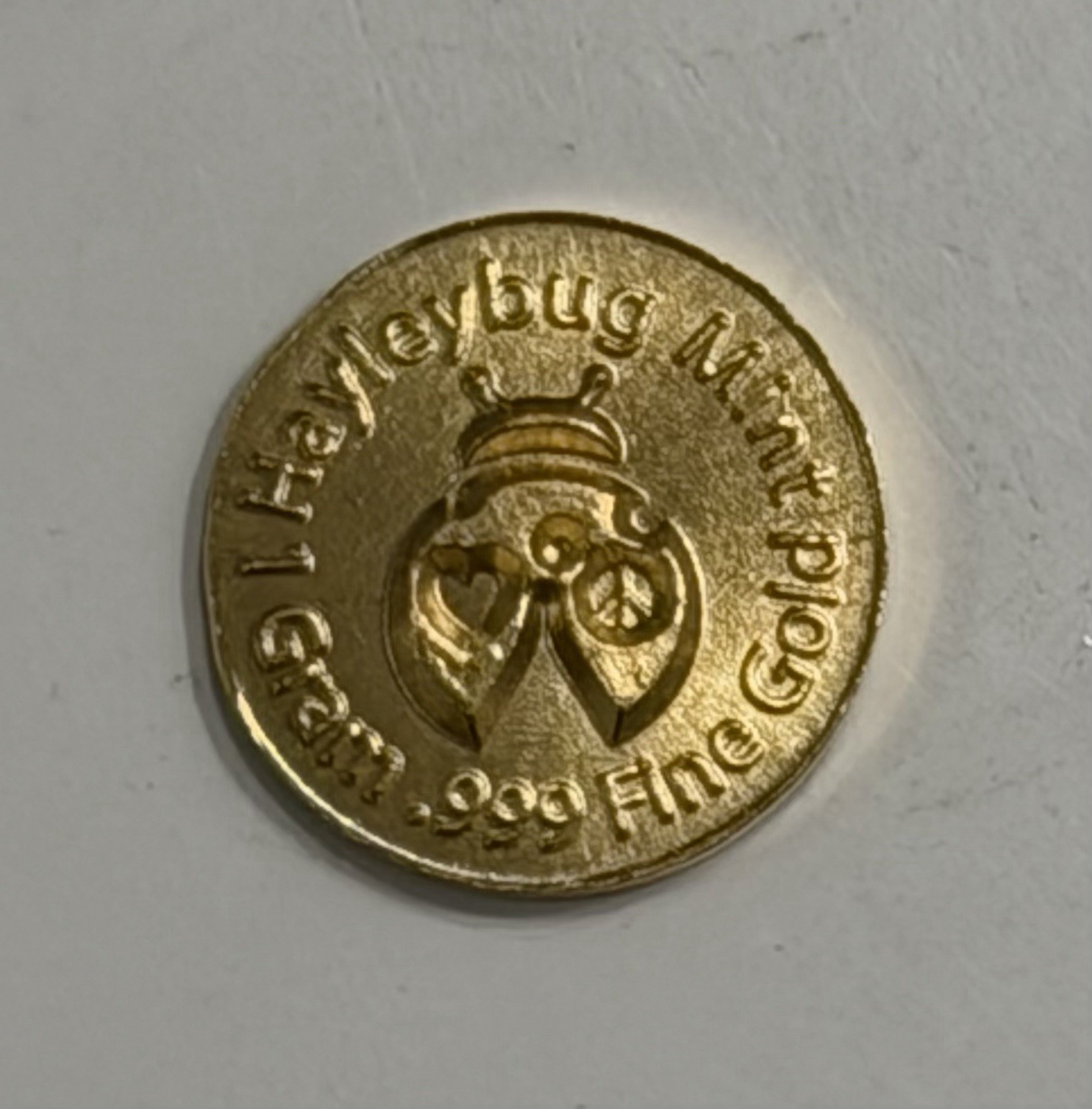 2026 Haleybug Mint 1 Gram 999 Fine Gold Pirate Round 1000 Minted Peace Love & HB