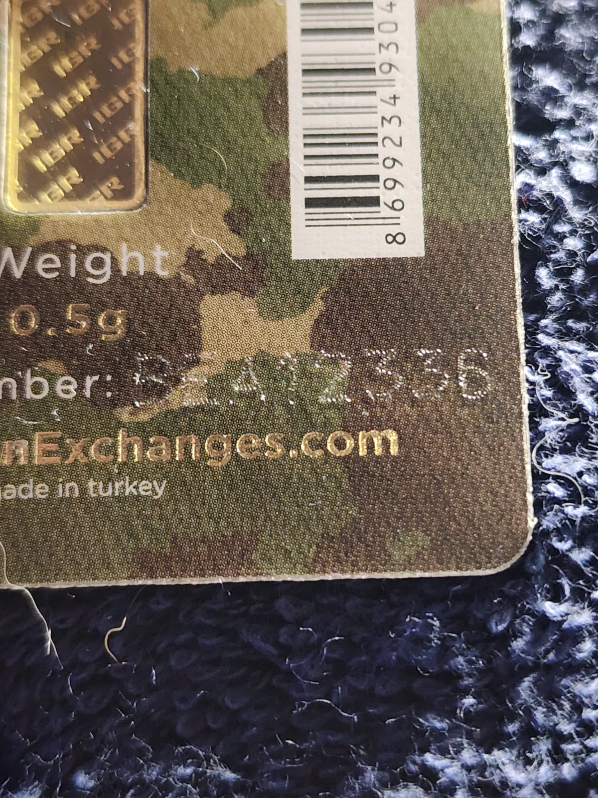 1/2 Gram .5 IGR Support Our Troops 999.9 Fine Gold Bar Factory Seal #BEA12336