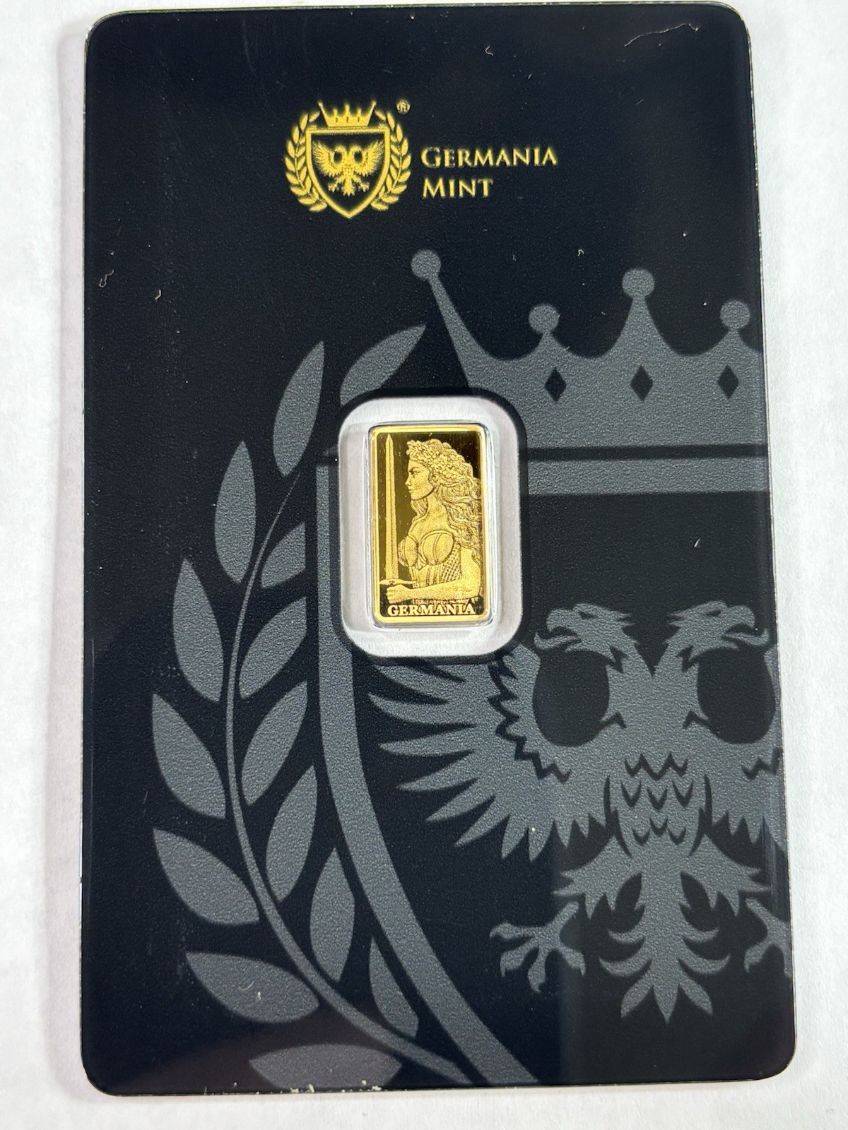 Germania Mint 1/200oz Gold Lady Germania Proof Bar in Safepack Assay Card